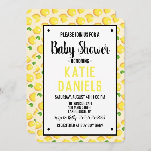 Lemon Baby shower Uitnodiging (Voorkant / Achterkant)