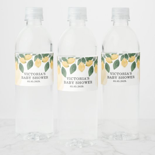 Lemon Baby Shower Waterfles Etiket (Flessen)