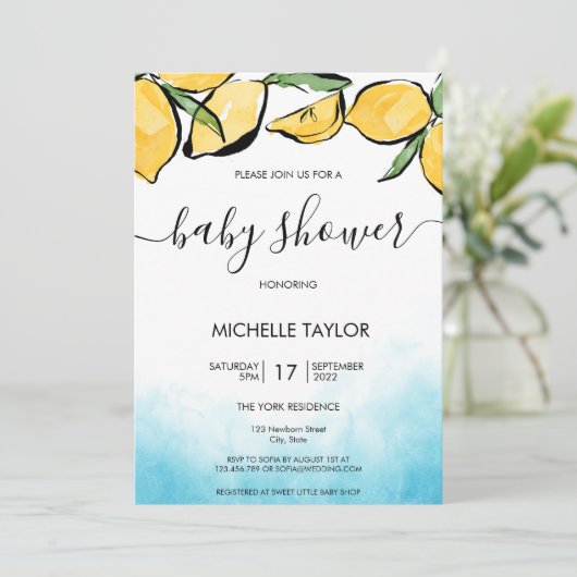 Lemon baby shower Waterverf Boy Kaart (Staand voorkant)