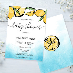 Lemon baby shower Waterverf Boy Kaart
