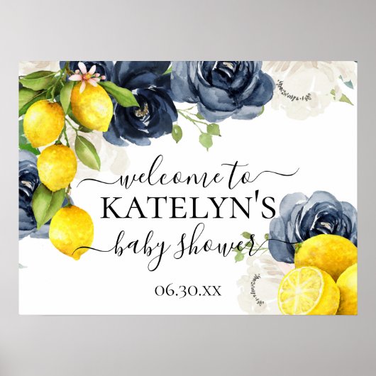 Lemon Baby shower Welkomstteken voor Baby shower Poster (Voorkant)