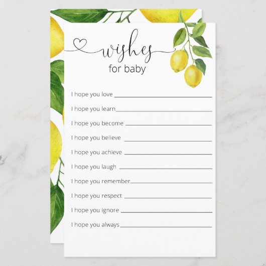 Lemon Baby shower wenst Baby (Voorkant / Achterkant)