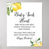 Lemon Baby Sock Hunt Shower Game Sign Poster (Voorkant)