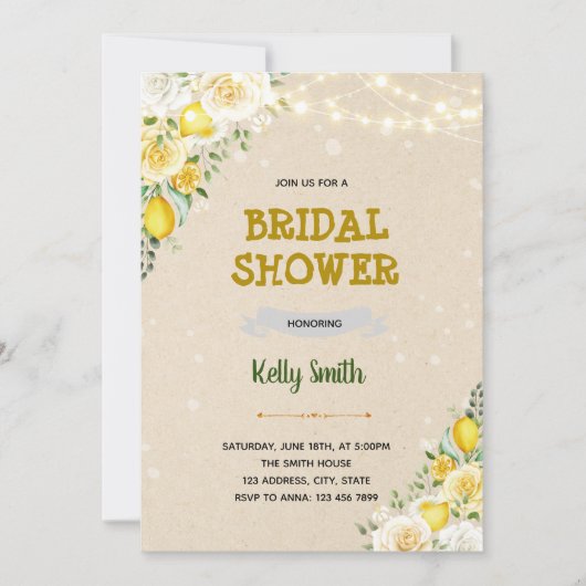 Lemon baby sprinkle invite bedankkaart (Voorkant)