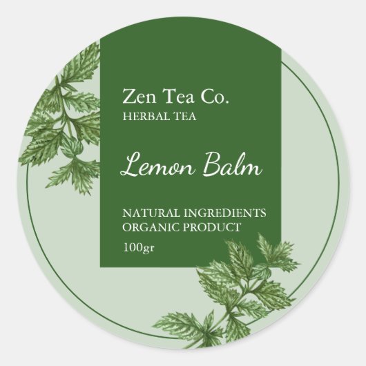 Lemon Balm Herbal Tea Business Label (Voorkant)
