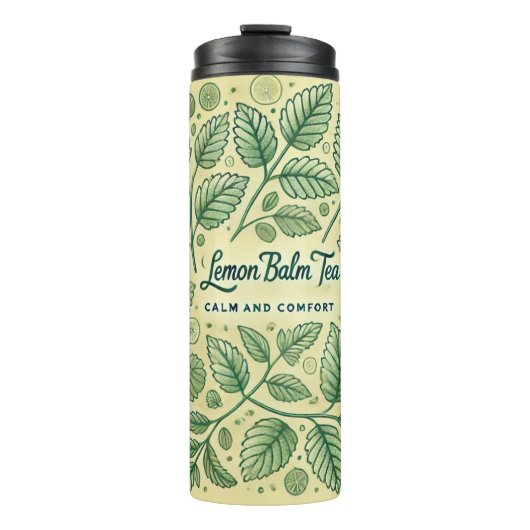 Lemon Balm Tea Design AI kunst Thermosbeker (Voorkant)