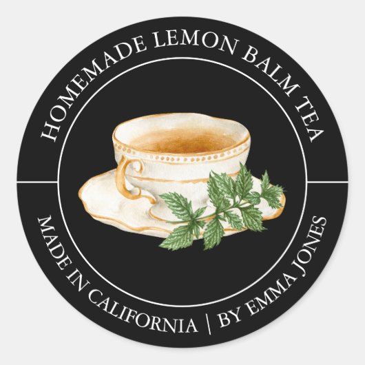 Lemon Balm Tea Modern label (Voorkant)