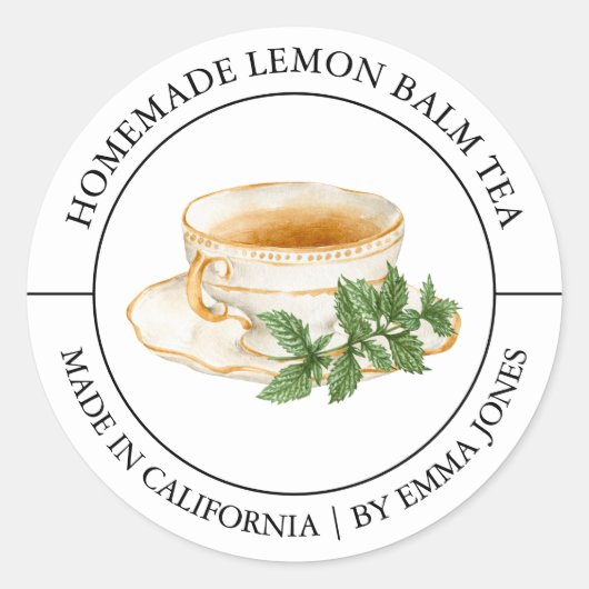 Lemon Balm Tea Modern label (Voorkant)