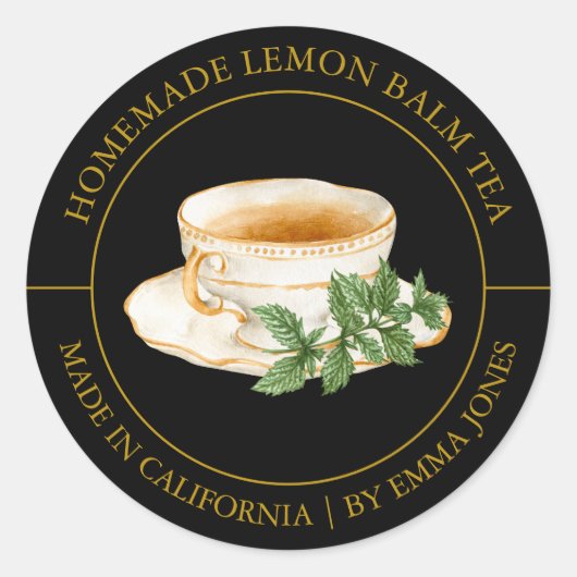 Lemon Balm Tea Modern label (Voorkant)