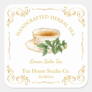  Lemon Balm Tea Square Label