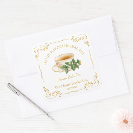 Lemon Balm Tea Square Label (Envelop)