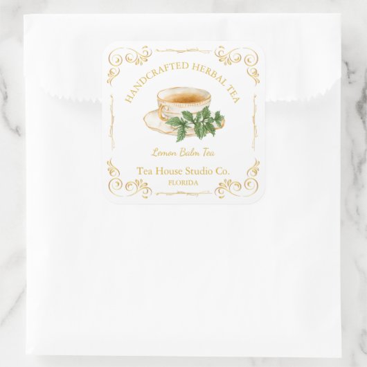  Lemon Balm Tea Square Label (Tas)