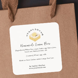 Lemon Bar Cake Watercolor Bakery Ingredient Vierkante Sticker