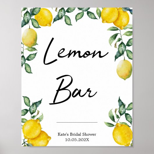 Lemon Bar-citroenbord gepersonaliseerd Poster (Voorkant)