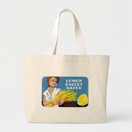 Lemon Barley Water Label Grote Tote Bag (Voorkant)