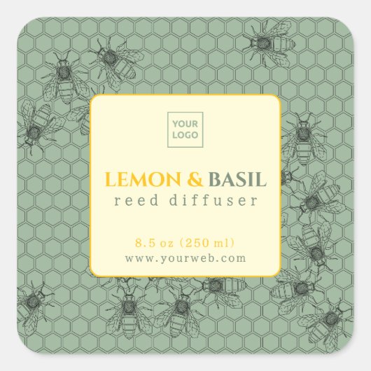 Lemon & Basil Reed Diffuser Label (vertaling) (Voorkant)