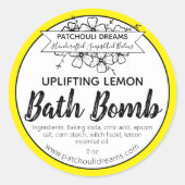  Lemon Bath Bomb Label Handgemaakt (Voorkant)