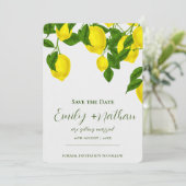 Lemon Beauful Cute Bright Yellow Citrus Wedding Save The Date (Staand voorkant)