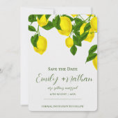 Lemon Beauful Cute Bright Yellow Citrus Wedding Save The Date (Voorkant)