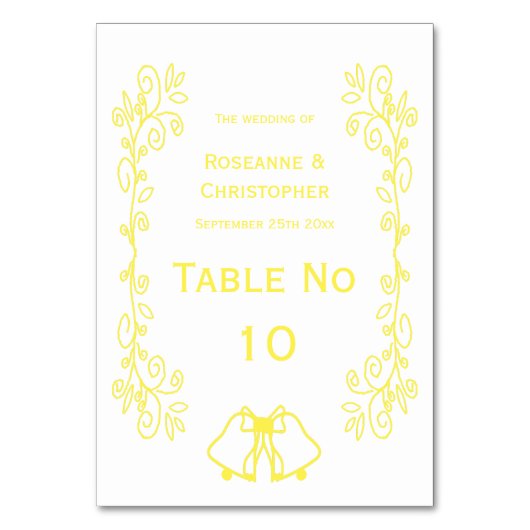 Lemon Bells Scrollwork Ontwerp Wedding Kaart (Achterkant)