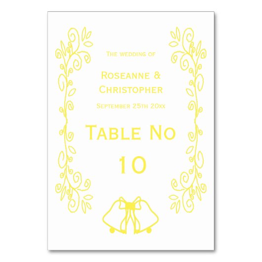 Lemon Bells Scrollwork Ontwerp Wedding Kaart (Voorkant)