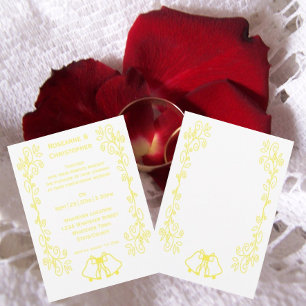 Lemon Bells Scrollwork Ontwerp Wedding Kaart