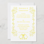 Lemon Bells Scrollwork Ontwerp Wedding Kaart (Voorkant)