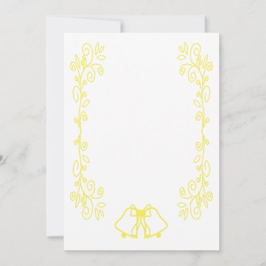 Lemon Bells Scrollwork Ontwerp Wedding Kaart (Achterkant)