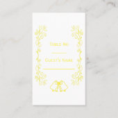 Lemon Bells Scrollwork Ontwerp Wedding Plaatskaartje (Voorkant)