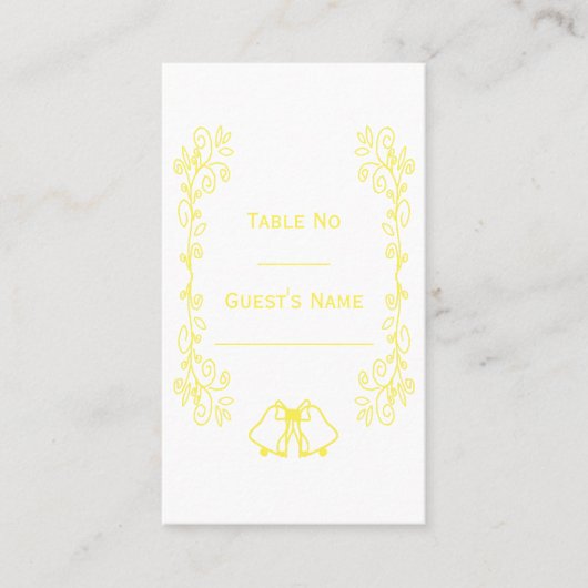 Lemon Bells Scrollwork Ontwerp Wedding Plaatskaartje (Voorkant)