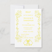 Lemon Bells Scrollwork Ontwerp Wedding RSVP Kaartje (Voorkant)