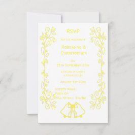 Lemon Bells Scrollwork Ontwerp Wedding RSVP Kaartje