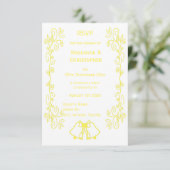 Lemon Bells Scrollwork Ontwerp Wedding RSVP Kaartje (Staand voorkant)