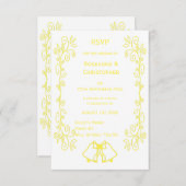 Lemon Bells Scrollwork Ontwerp Wedding RSVP Kaartje (Voorkant / Achterkant)