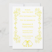 Lemon Bells Scrollwork Ontwerp Wedding Save The Date (Voorkant)