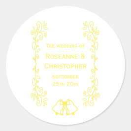 Lemon Bells Scrollwork Wedding Design Ronde Sticker