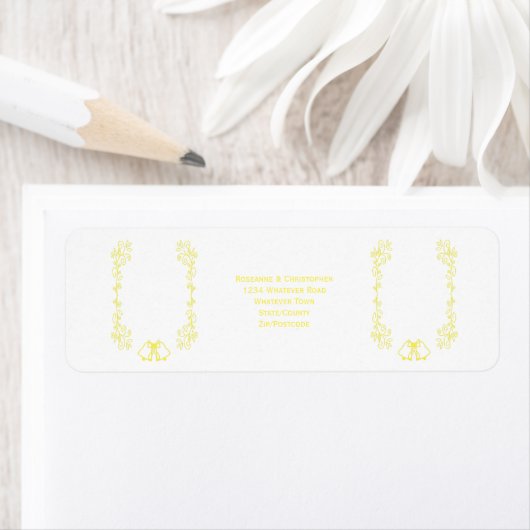 Lemon Bells Scrollwork Wedding Retour Adres Etiket (Insitu)