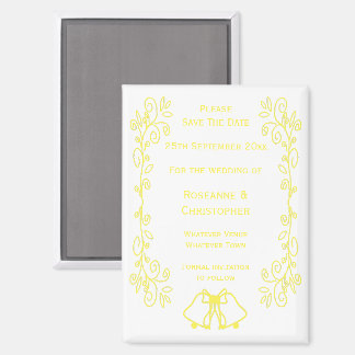 Lemon Bells Scrollwork Wedding Sla de datum op Magneet