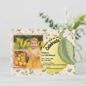Lemon Birthday Fotouitnodiging Kaart (Staand voorkant)