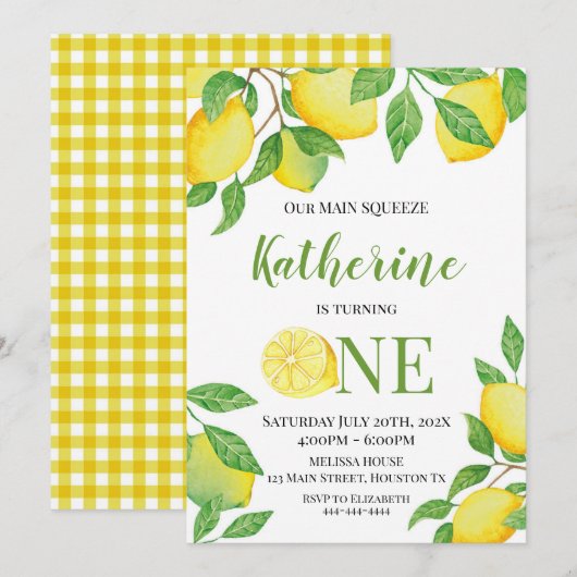 Lemon Birthday Invitation Personalized info Kaart (Voorkant / Achterkant)
