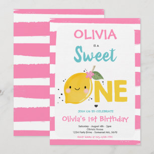 Lemon Birthday Invitation Sweet One 1st Birthday Kaart