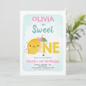 Lemon Birthday Invitation Sweet One 1st Birthday Kaart (Staand voorkant)
