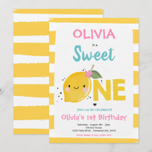 Lemon Birthday Invitation Sweet One 1st Birthday Kaart