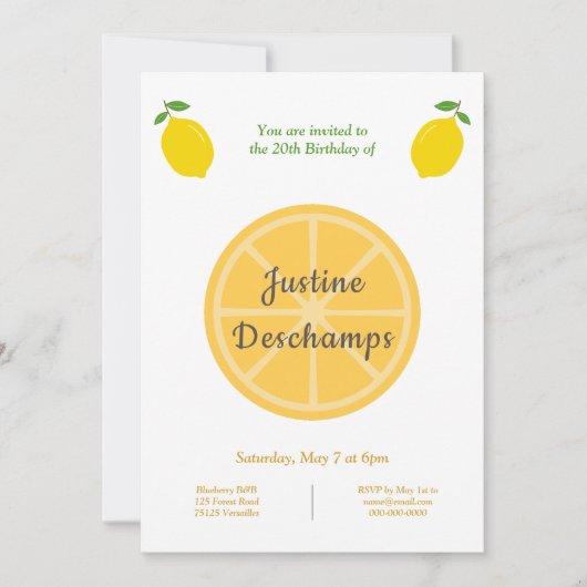 Lemon Birthday Uitnodiging (Voorkant)