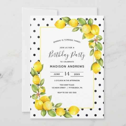Lemon Birthday Uitnodiging (Voorkant)