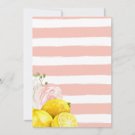 Lemon Birthday Uitnodiging met roze bloemen (Achterkant)