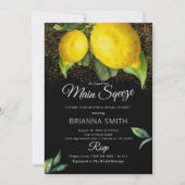 Lemon Black Squeeze Moderne Bruiloftsborrel Kaart (Voorkant)