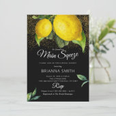 Lemon Black Squeeze Moderne Bruiloftsborrel Kaart (Staand voorkant)