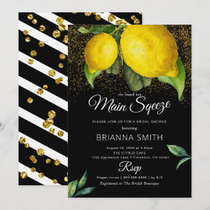 Lemon Black Squeeze Moderne Bruiloftsborrel Kaart
