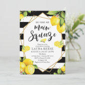 Lemon Black Stripes Bridal Shower Kaart (Staand voorkant)